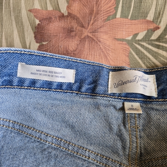 3/$25 Universal Thread Mid Rise 90s Baggy Blue Jeans Button Fly 8 Cotton Denim - Picture 8 of 11